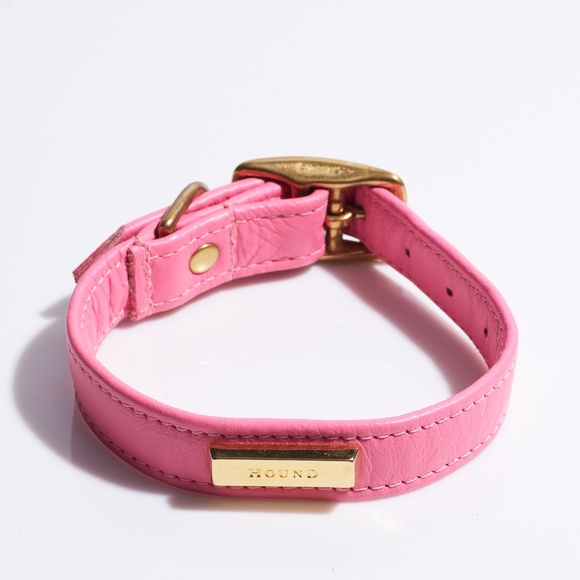 Leather Dog Collar by Hound Collection with Gold Bar Logo - Picture 1 of 8